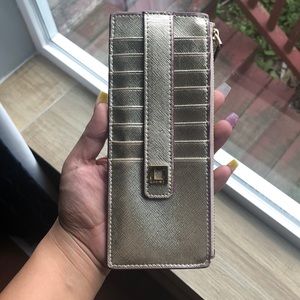 Gold and burgundy lotus wallet